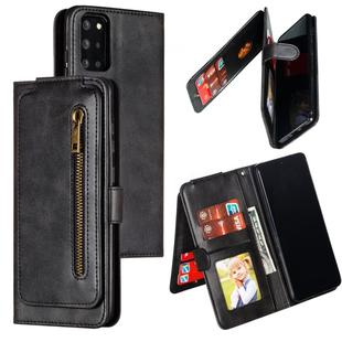 For Galaxy S20+ Nine Card Zipper Bag Horizontal Flip Leather Case With Holder & Card Slots & Photo Frame & Wallet(Black)