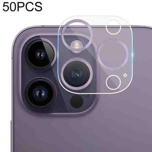 For iPhone 14 Pro Max / 14 Pro 50pcs Tempered Glass CD Texture Back Camera Film(Light Purple)