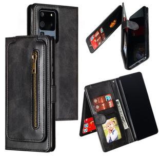 For Galaxy S20 Ultra Nine Card Zipper Bag Horizontal Flip Leather Case With Holder & Card Slots & Photo Frame & Wallet(Black)