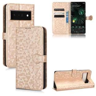 For Google Pixel 6 Pro Honeycomb Dot Texture Leather Phone Case(Gold)