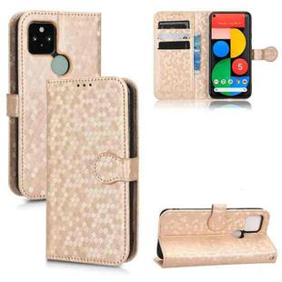 For Google Pixel 5 Honeycomb Dot Texture Leather Phone Case(Gold)