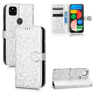 For Google Pixel 4a 5G Honeycomb Dot Texture Leather Phone Case(Silver)