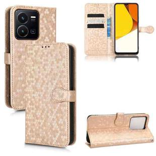 For vivo Y35 4G Honeycomb Dot Texture Leather Phone Case(Gold)