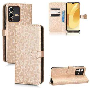 For vivo S12 Honeycomb Dot Texture Leather Phone Case(Gold)