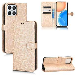 For Honor X8 Honeycomb Dot Texture Leather Phone Case(Gold)