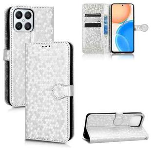 For Honor X8 Honeycomb Dot Texture Leather Phone Case(Silver)