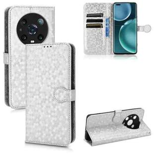 For Honor Magic4 Pro Honeycomb Dot Texture Leather Phone Case(Silver)