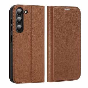 For Samsung Galaxy S23 5G DUX DUCIS Skin X2 Series Horizontal Flip Leather Phone Case(Brown)