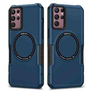 For Samsung Galaxy S22 Ultra 5G MagSafe Shockproof Armor Phone Case(Dark Blue)