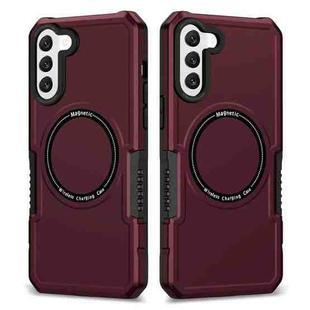 For Samsung Galaxy S22 5G MagSafe Shockproof Armor Phone Case(Wine Red)