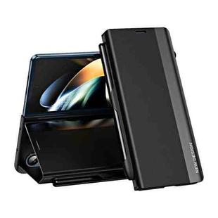 For Samsung Galaxy Z Fold3 5G Shockproof Full Coverage Leather Phone Case with Pen Slot(Black)