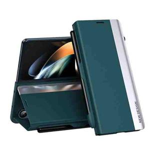 For Samsung Galaxy Z Fold3 5G Shockproof Full Coverage Leather Phone Case with Pen Slot(Green)