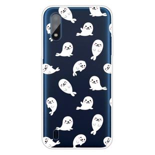 For Galaxy A01 Shockproof Painted Transparent TPU Protective Case(White Sea Lion)