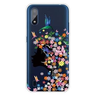 For Galaxy A01 Shockproof Painted Transparent TPU Protective Case(Flower Girl)
