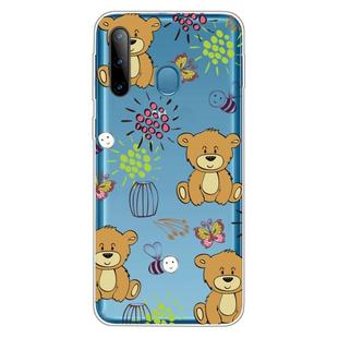 For Galaxy A11 / M11 Shockproof Painted Transparent TPU Protective Case(Little Brown Bear)