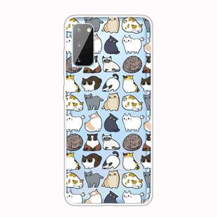 For Galaxy A41 Shockproof Painted Transparent TPU Protective Case(MIni Cats)