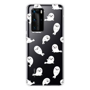 For Huawei P40 Shockproof Painted Transparent TPU Protective Case(White Sea Lion)