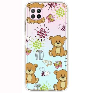 For Huawei P40 Lite Shockproof Painted Transparent TPU Protective Case(Little Brown Bear)