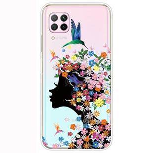 For Huawei P40 Lite Shockproof Painted Transparent TPU Protective Case(Flower Girl)