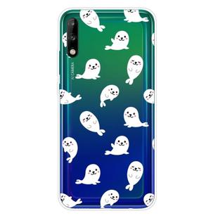 For Huawei P40 Lite E Shockproof Painted Transparent TPU Protective Case(White Sea Lion)