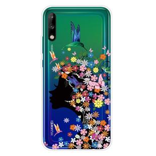 For Huawei P40 Lite E Shockproof Painted Transparent TPU Protective Case(Flower Girl)
