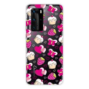 For Huawei P40 Pro Shockproof Painted Transparent TPU Protective Case(Strawberry Cake)