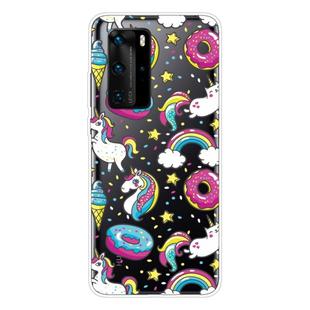 For Huawei P40 Pro Shockproof Painted Transparent TPU Protective Case(Cake Horse)