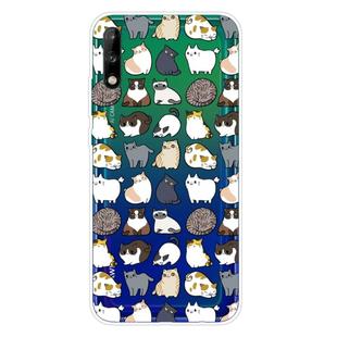 For Huawei Enjoy 10 Shockproof Painted Transparent TPU Protective Case(MIni Cats)