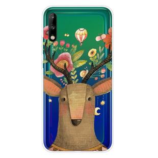 For Huawei Enjoy 10 Shockproof Painted Transparent TPU Protective Case(Flower Deer)