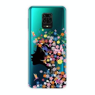 For Xiaomi Redmi Note 9S Shockproof Painted Transparent TPU Protective Case(Flower Girl)
