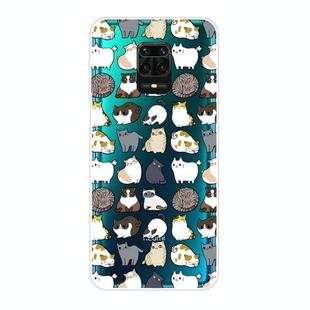 For Xiaomi Redmi Note 9S Shockproof Painted Transparent TPU Protective Case(MIni Cats)