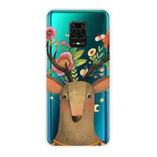 For Xiaomi Redmi Note 9S Shockproof Painted Transparent TPU Protective Case(Flower Deer)