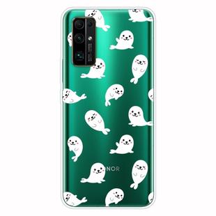 For Huawei Honor 30 Pro Shockproof Painted Transparent TPU Protective Case(White Sea Lion)