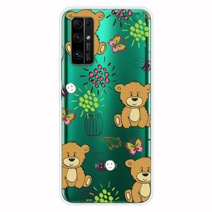 For Huawei Honor 30 Pro Shockproof Painted Transparent TPU Protective Case(Little Brown Bear)