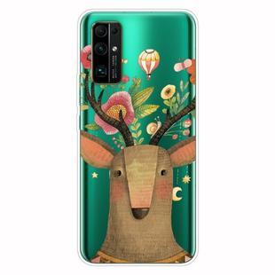 For Huawei Honor 30 Pro Shockproof Painted Transparent TPU Protective Case(Flower Deer)