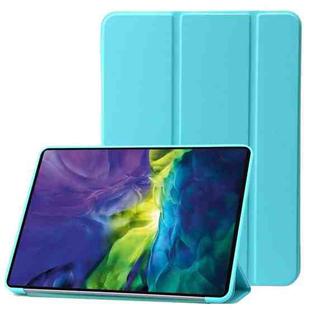 For iPad 10th Gen 10.9 2022 Three-folding Holder Honeycomb Silicone + PU Smart Leather Tablet Case(Mint Green)