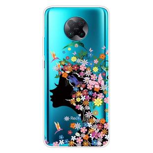 For Xiaomi Redmi K30 Pro Shockproof Painted Transparent TPU Protective Case(Flower Girl)