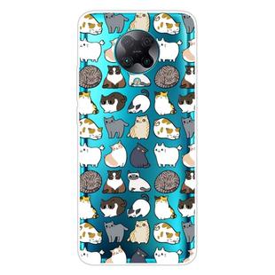 For Xiaomi Redmi K30 Pro Shockproof Painted Transparent TPU Protective Case(MIni Cats)