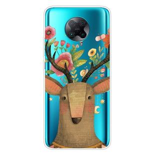 For Xiaomi Redmi K30 Pro Shockproof Painted Transparent TPU Protective Case(Flower Deer)