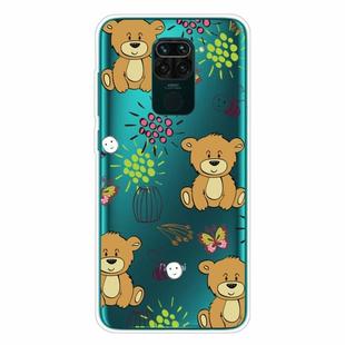 For Xiaomi Redmi Note 9 Shockproof Painted Transparent TPU Protective Case(Little Brown Bear)