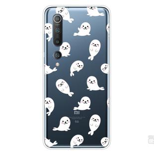 For Xiaomi Mi 10 5G Shockproof Painted Transparent TPU Protective Case(White Sea Lion)
