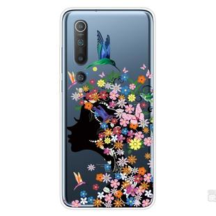 For Xiaomi Mi 10 5G Shockproof Painted Transparent TPU Protective Case(Flower Girl)
