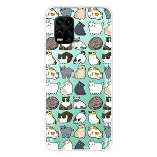 For Xiaomi Mi 10 Lite 5G Shockproof Painted Transparent TPU Protective Case(MIni Cats)