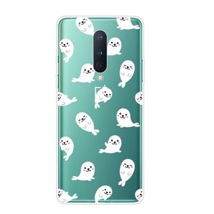 For OnePlus 8 Shockproof Painted Transparent TPU Protective Case(White Sea Lion)