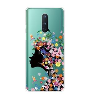 For OnePlus 8 Shockproof Painted Transparent TPU Protective Case(Flower Girl)