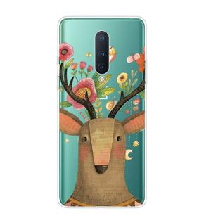 For OnePlus 8 Shockproof Painted Transparent TPU Protective Case(Flower Deer)