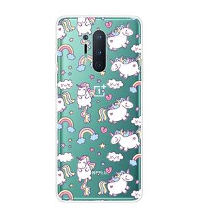 For OnePlus 8 Pro Shockproof Painted Transparent TPU Protective Case(Horse)