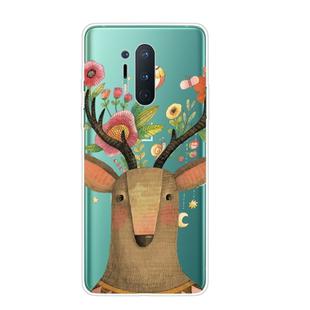 For OnePlus 8 Pro Shockproof Painted Transparent TPU Protective Case(Flower Deer)