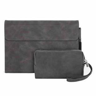 For Microsoft Surface Pro 9 / Surface Pro 10 Sheepskin All-Inclusive Shockproof Protective Case with Power Bag(Grey)