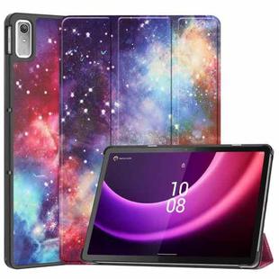 For Lenovo Tab P11 Gen 2 Custer Painted 3-Fold Holder Leather Smart Tablet Case(Milky Way Nebula)